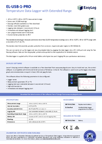 Thumbnail of document Data Sheet - EL-USB-1-PRO Industrial Temperature Data Logger